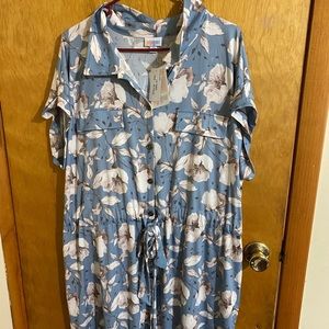 Blue Floral LuLaRoe Stacie Dress with Pockets